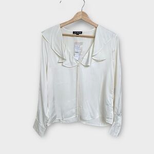 NWT J.Crew Goldie Tie Top in Satin Ivory, size XS